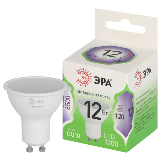 Лампочка светодиодная ЭРА GREEN LINE LED MR16-12W-865-GU10 GL GU10 12 Вт софит холодный свет купить с доставкой по РФ