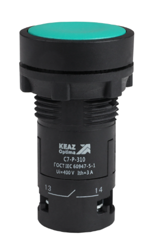 Кнопка КЭАЗ OptiSignal Compact D22 С7-P-310 зеленая 1НО XB7NA31