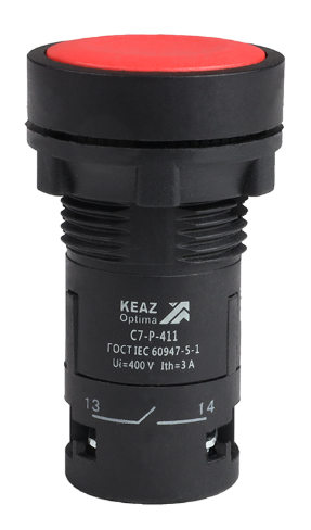 Кнопка КЭАЗ OptiSignal Compact D22 С7-P-411 красная 1НО+1НЗ XB7NA45