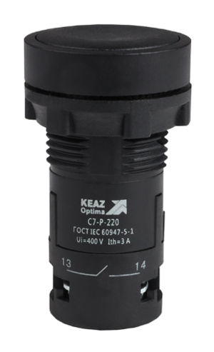 Кнопка КЭАЗ OptiSignal Compact D22 С7-P-220 черная 2НО XB7NA23