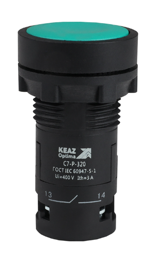 Кнопка КЭАЗ OptiSignal Compact D22 С7-P-320 зеленая 2НО XB7NA33 купить с доставкой по РФ