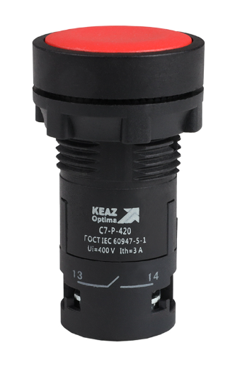 Кнопка КЭАЗ OptiSignal Compact D22 С7-P-420 красная 2НО XB7NA43 купить с доставкой по РФ