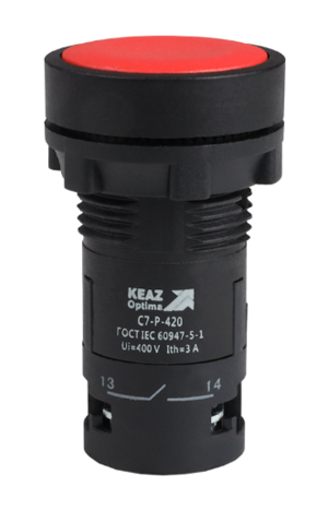 Кнопка КЭАЗ OptiSignal Compact D22 С7-P-420 красная 2НО XB7NA43