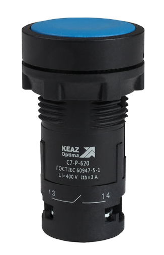 Кнопка КЭАЗ OptiSignal Compact D22 С7-P-620 синяя 2НО XB7NA63 купить с доставкой по РФ