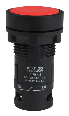 Кнопка с фиксацией КЭАЗ OptiSignal Compact D22 С7-PH-411 красная 1НО+1НЗ XB7NH45 купить с доставкой по РФ