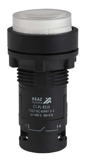 Кнопка с подсветкой КЭАЗ OptiSignal Compact D22 С7-PL-B110 белая 1НО 24 В AC/DC XB7NW31B1