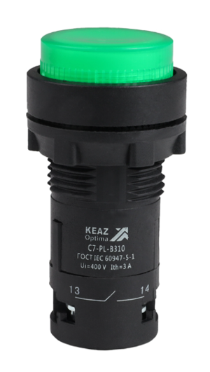 Кнопка с подсветкой КЭАЗ OptiSignal Compact D22 С7-PL-B310 зеленая 1НО 24 В AC/DC XB7NW33B1