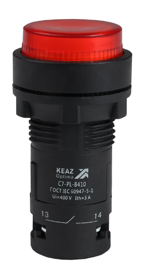 Кнопка с подсветкой КЭАЗ OptiSignal Compact D22 С7-PL-B410 красная 1НО 24 В AC/DC XB7NW34B1