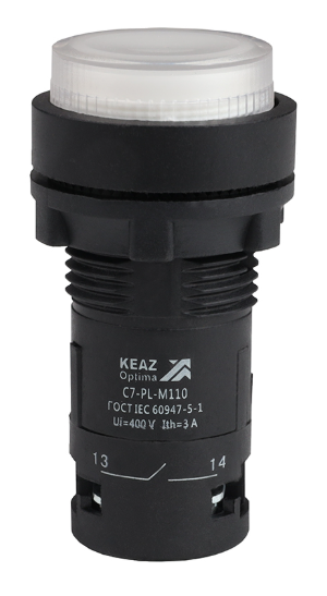 Кнопка с подсветкой КЭАЗ OptiSignal Compact D22 С7-PL-M110 белая 1НО 230 В AC XB7NW31M1