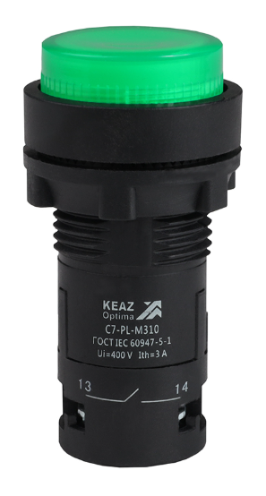 Кнопка с подсветкой КЭАЗ OptiSignal Compact D22 С7-PL-M310 зеленая 1НО 230 В AC XB7NW33M1