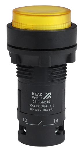 Кнопка с подсветкой КЭАЗ OptiSignal Compact D22 С7-PL-M510 желтая 1НО 230 В AC XB7NW35M1