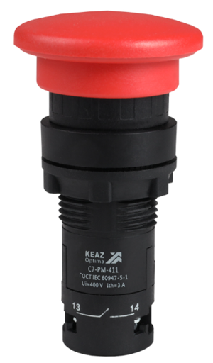 Кнопка грибовидная КЭАЗ OptiSignal Compact D22 С7-PM-411 красная 1НО+1НЗ