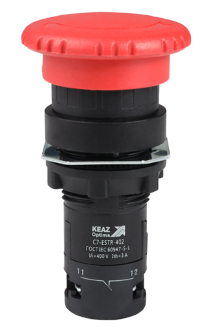 Кнопка аварийного останова КЭАЗ OptiSignal Compact D22 С7-ESTR-402 красная 2НЗ XB7ES544P