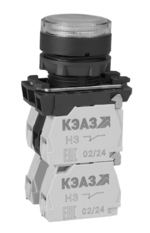 Кнопка КЭАЗ КМЕ4111мЛ-24В-белый-1но+1нз-цилиндр-индикатор-IP40 купить с доставкой по РФ