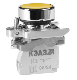 Кнопка КЭАЗ КМЕ4111мС-желтый-1но+1нз-цилиндр-IP40