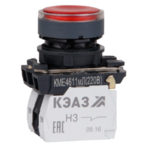 Кнопка КЭАЗ КМЕ4611мЛ-24В-красный-1но+1нз-цилиндр-индикатор-IP65 купить с доставкой по РФ