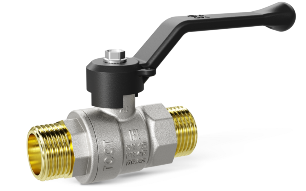 Кран шаровый латунный никелированный LD 11б27п1 Ду15 Ру40 (1/2') НР/НР рычаг купить с доставкой по РФ