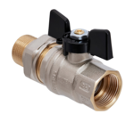 Кран шаровой латунный Hoobs с американкой НР/ВР 3/4'' с ручкой-бабочкой чёрного цвета купить с доставкой по РФ