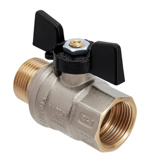 Кран шаровой латунный Hoobs НР/ВР 1/2'' с ручкой-бабочкой чёрного цвета