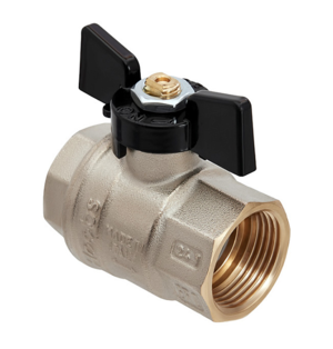 Кран шаровой латунный Hoobs ВР/ВР 3/4'' с ручкой-бабочкой чёрного цвета