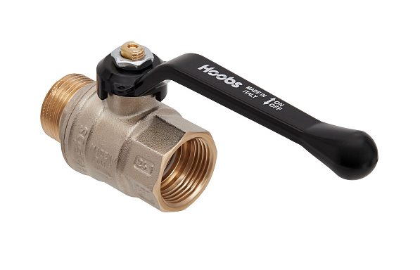 Кран шаровой латунный Hoobs НР/ВР 3/4'' с алюминиевой ручкой-рычагом чёрного цвета купить с доставкой по РФ