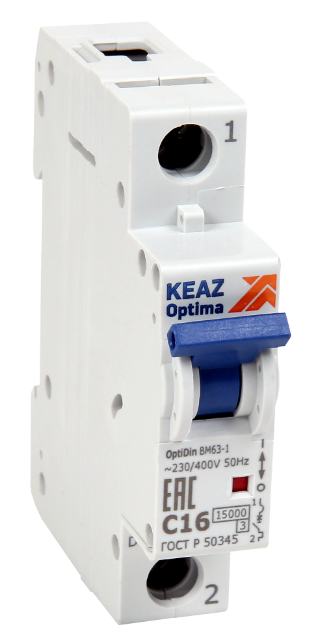 Выключатель автоматический 1П 25А характеристика С 15кА КЭАЗ OptiDin ВМ63-1C25-15-УХЛ3 купить с доставкой по РФ