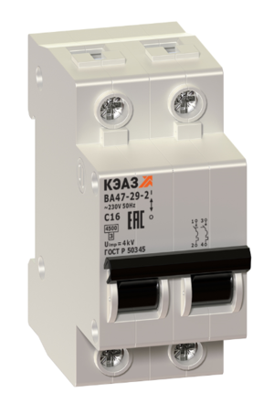 Выключатель автоматический модульный КЭАЗ 2п C 50А 4.5кА ВА47-29-2C50-УХЛ3