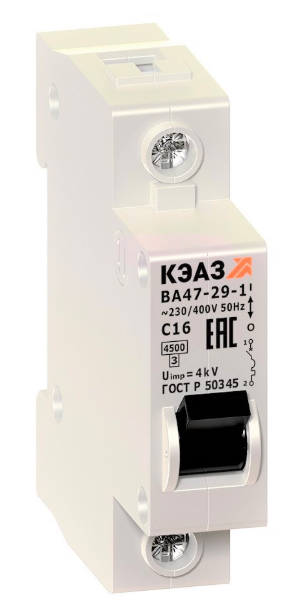 Выключатель автоматический модульный КЭАЗ 1п C 50А 4.5кА ВА47-29-1C50-УХЛ3 купить с доставкой по РФ