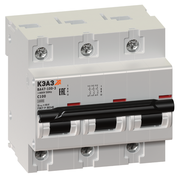 Выключатель автоматический модульный КЭАЗ ВА47-100-3D63-УХЛ3 купить с доставкой по РФ