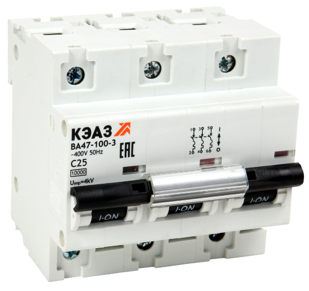 Выключатель автоматический модульный КЭАЗ ВА47-100-3D100-УХЛ3 купить с доставкой по РФ
