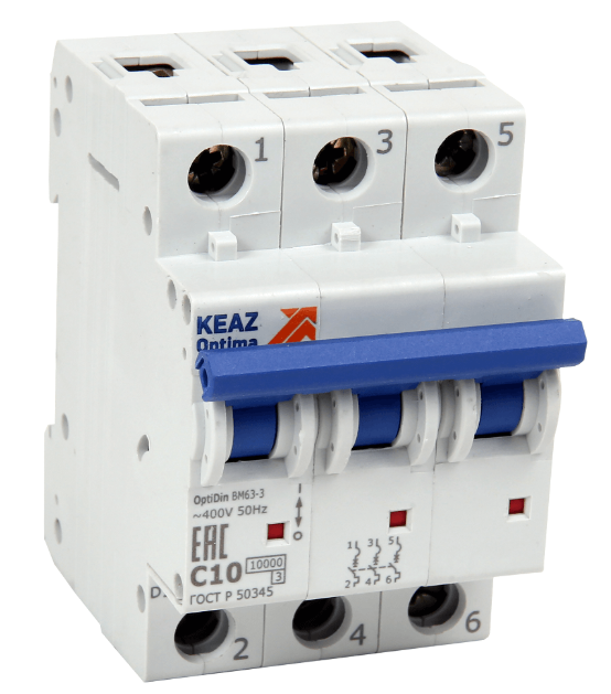 Выключатель автоматический КЭАЗ OptiDin BM63-3C8-10-УХЛ3 купить с доставкой по РФ