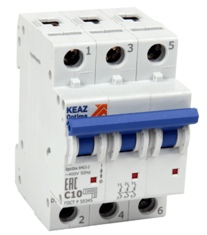 Выключатель автоматический КЭАЗ OptiDin BM63-3C8-10-УХЛ3