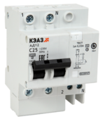 Выключатель автоматический дифференциального тока с защитой от сверхтоков КЭАЗ АД12-22C25-АC-УХЛ4-КЭАЗ (2P, C25, 30mA) купить с доставкой по РФ