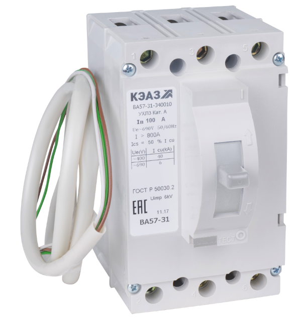 Выключатель автоматический КЭАЗ ВА57-31-341210-31,5А-400-690AC-НР230AC/220DC-УХЛ3 купить с доставкой по РФ
