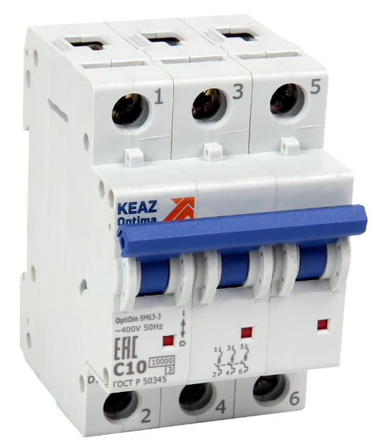 Выключатель автоматический трехполюсный КЭАЗ 16А С ВМ63 6кА купить с доставкой по РФ