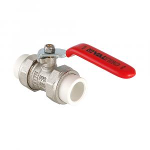 Кран шаровой Valtec латунный с двумя переходами на полипропиленовую трубу VTP.745.0.020