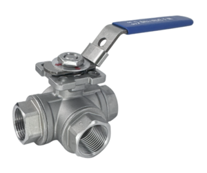 Кран шаровой нержавеющий трехходовой муфтовый Lotar (L-тип), 2" (DN50), AISI316 (CF8M), LTR-TL50/6