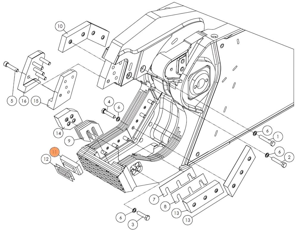 Нож неподвижный центральный SH310-64 на гидроножницы Delta SH310R (аналог) купить с доставкой по РФ