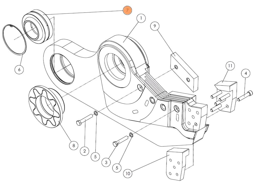 Шаровый шарнир подвижной челюсти 78985 на гидроножницы Delta SH310R (аналог) купить с доставкой по РФ