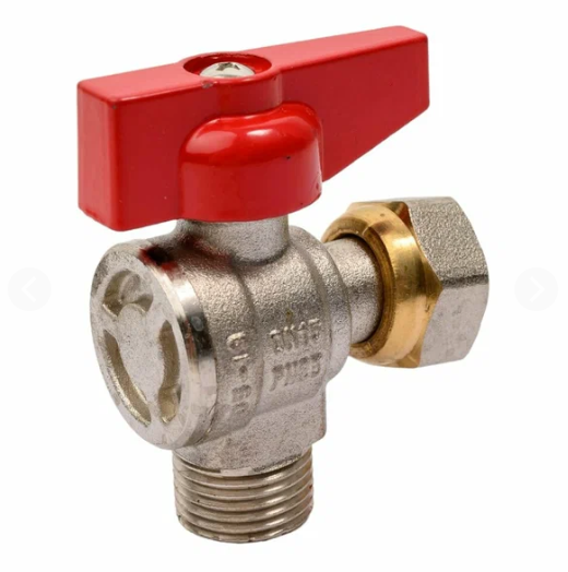Кран шаровый полнопроходной угловой с накидной гайкой MVI 1/2" внутренняя-наружная, бабочка купить с доставкой по РФ