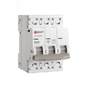 Автоматический выключатель EKF ВА 47-63N MA 3P 20А (D) 6кА