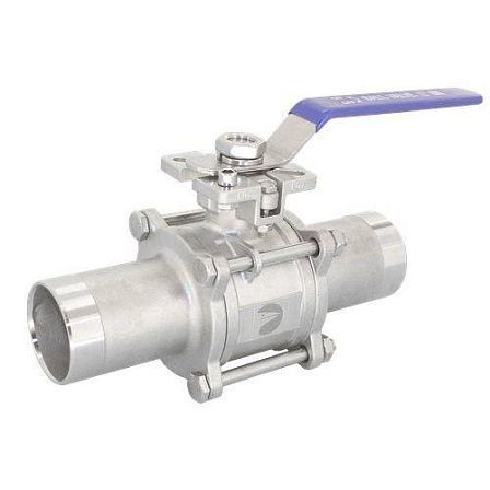 Кран шаровый приварной трехсоставной под привод нержавеющий (3PC), AISI316 DN 125 (5"), (CF8M), PN16 купить с доставкой по РФ