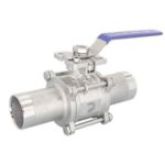 Кран шаровый приварной трехсоставной под привод нержавеющий (3PC), AISI316 DN 125 (5"), (CF8M), PN16 купить с доставкой по РФ