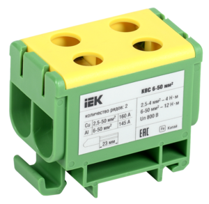 Клемма вводная силовая КВС 6-50мм2 2х-рядная PE YZN23-050-K52 IEK