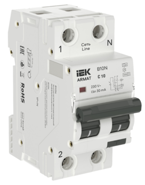 Автоматический выключатель дифференциального тока IEK ARMAT B10N 1P+NP C10 30мА тип A (36мм)