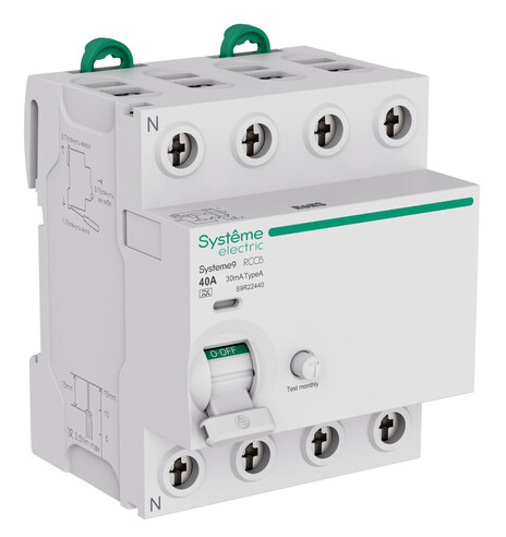 Выключатель дифференциального тока (ВДТ) Systeme Electric Systeme9 40A 4P 30мА Тип-A 400В купить с доставкой по РФ
