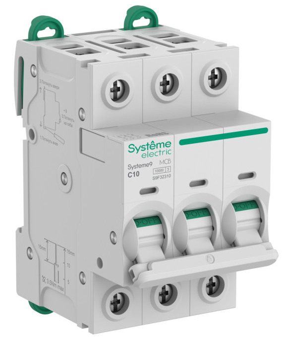 Автоматический выключатель (АВ) Systeme Electric Systeme9 C 10A 3P 10kA 400В купить с доставкой по РФ