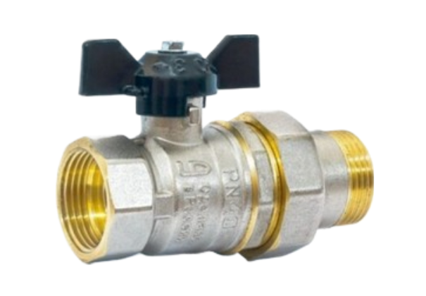 Шаровой кран LD Кран шаровой латунь никель Pride Ду 20 Ру40 ВР американка полнопроходной бабочка 007-8018 купить с доставкой по РФ