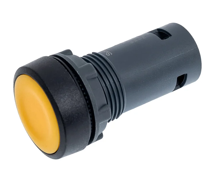 Кнопка Systeme Electric SB7 моноблочная 22мм черная с возвратом, пластик, 1НО, IP65, желтая купить с доставкой по РФ