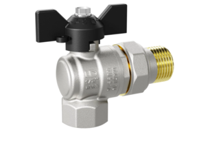 Кран шаровой латунный LD Pride 47.15.В-ГШ.У.Б Ду15 Ру40 угловой, вн-американка, (бабочка)